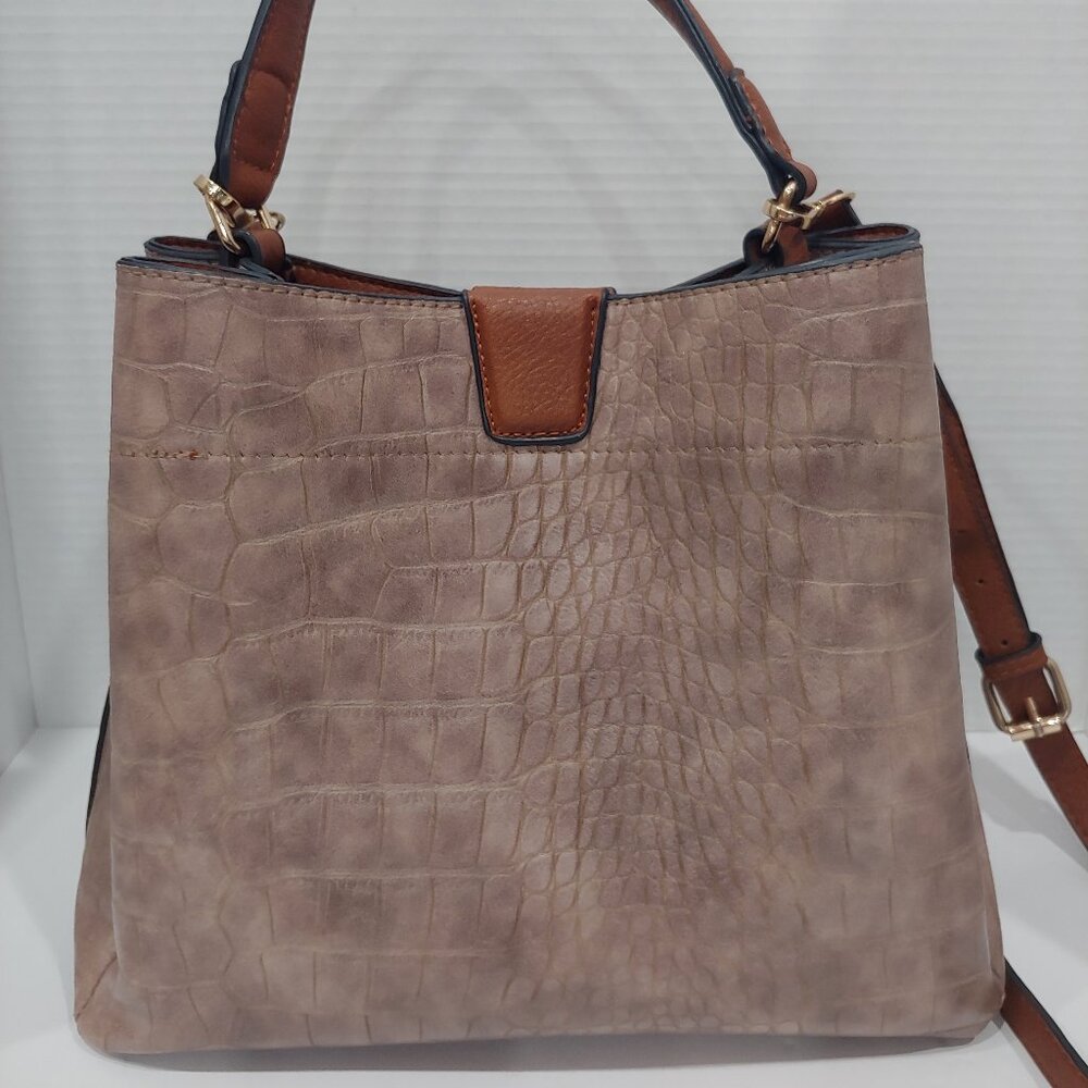 Jen & Co Croc Taupe Beige Tati Satchel